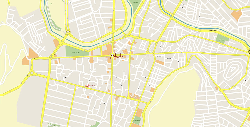 Mahabad Iran Vector Map Exact High Detailed Street Map editable Adobe Illustrator in layers