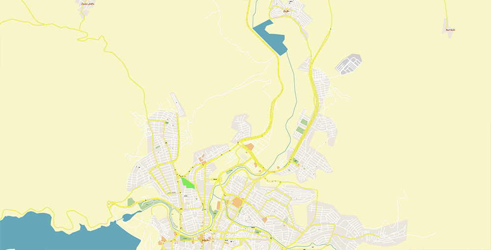 Mahabad Iran Vector Map Exact High Detailed Street Map editable Adobe Illustrator in layers