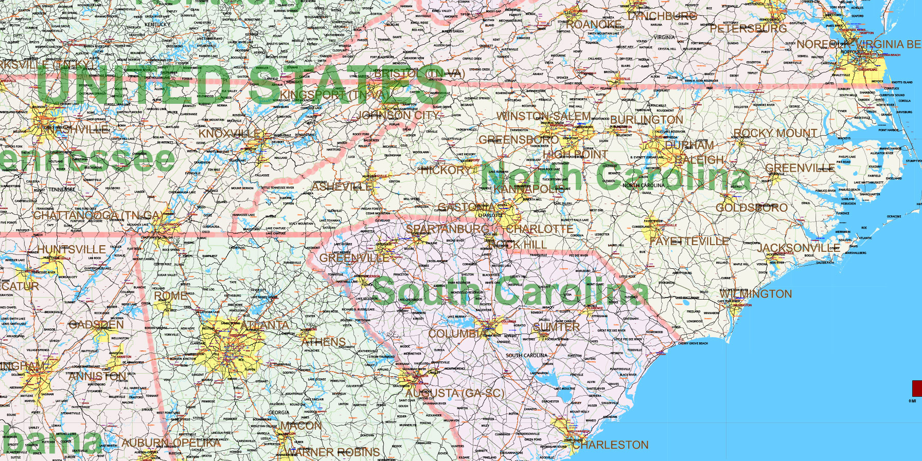 New England States US Map Vector Exact Extended High Detailed Road Map + Counties areas editable Adobe Illustrator in layers