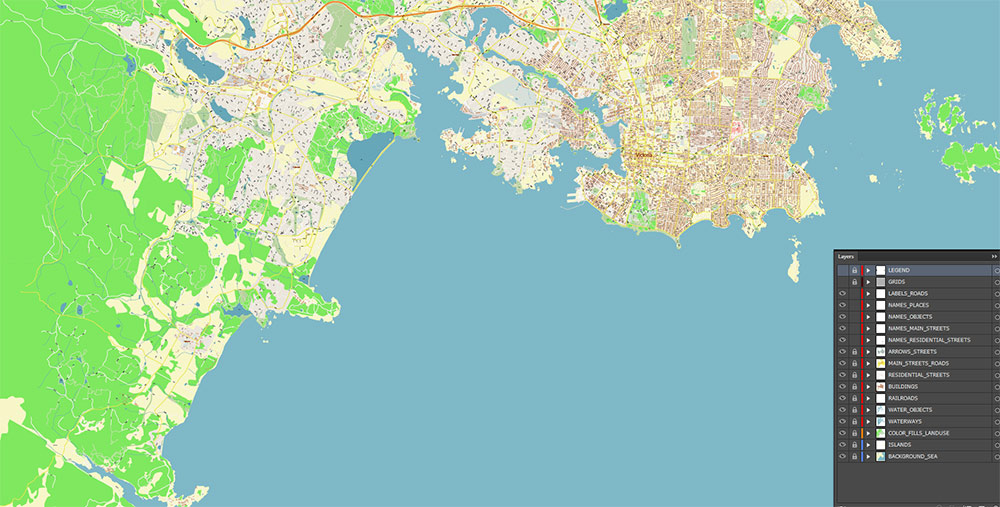 Victoria British Columbia Canada Vector Map Exact High Detailed Street Map editable Adobe Illustrator in layers