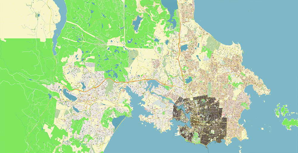 Victoria British Columbia Canada Vector Map Exact High Detailed Street Map + land parcels + cadastral numbers editable Adobe Illustrator in layers