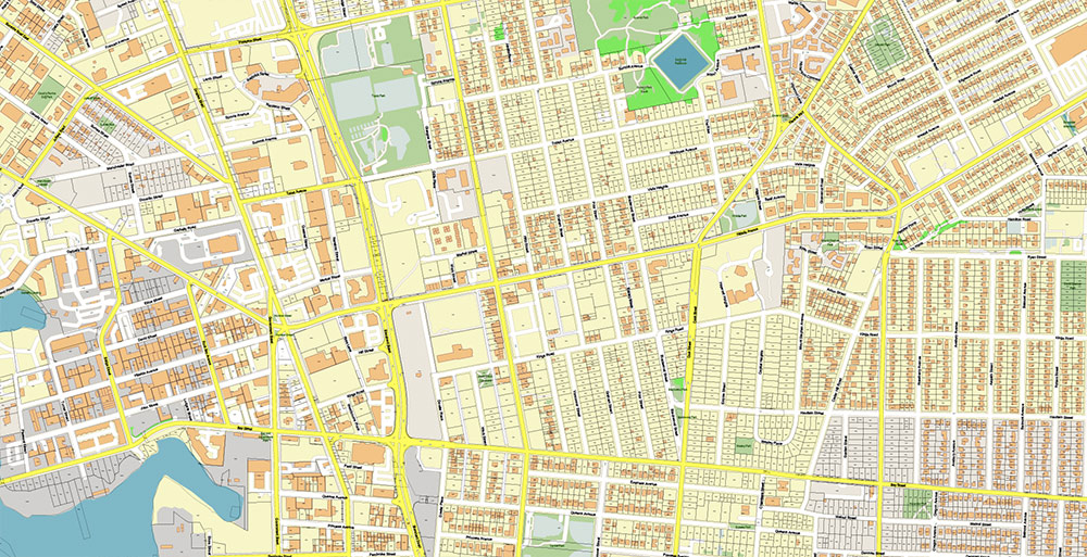 Victoria British Columbia Canada Vector Map Exact High Detailed Street Map + land parcels + cadastral numbers editable Adobe Illustrator in layers