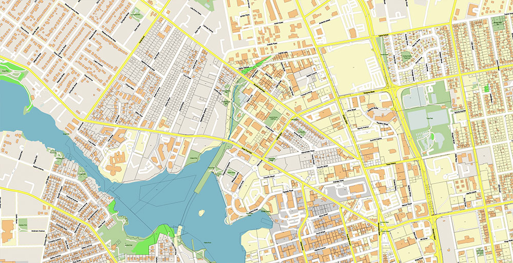 Victoria British Columbia Canada Vector Map Exact High Detailed Street Map + land parcels + cadastral numbers editable Adobe Illustrator in layers