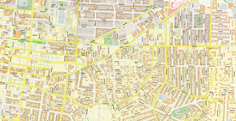 Victoria British Columbia Canada Vector Map Exact High Detailed Street Map + land parcels + cadastral numbers editable Adobe Illustrator in layers