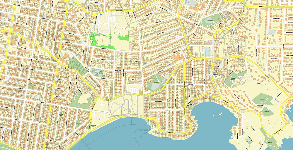 Victoria British Columbia Canada Vector Map Exact High Detailed Street Map + land parcels + cadastral numbers editable Adobe Illustrator in layers