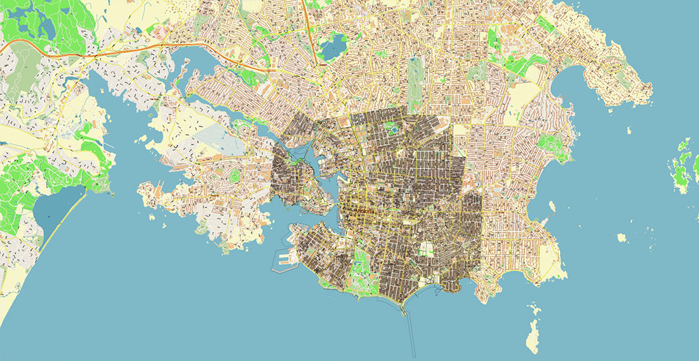 Victoria British Columbia Canada Vector Map Exact Extended High Detailed Street Map + land parcels + cadastral numbers editable Adobe Illustrator in layers