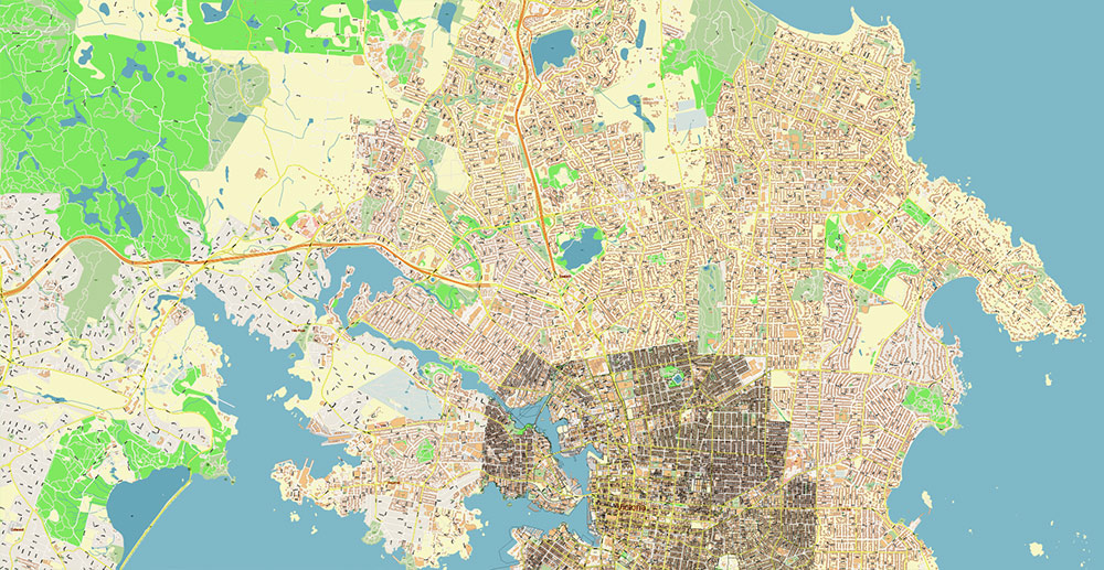 Victoria British Columbia Canada Vector Map Exact Extended High Detailed Street Map + land parcels + cadastral numbers editable Adobe Illustrator in layers