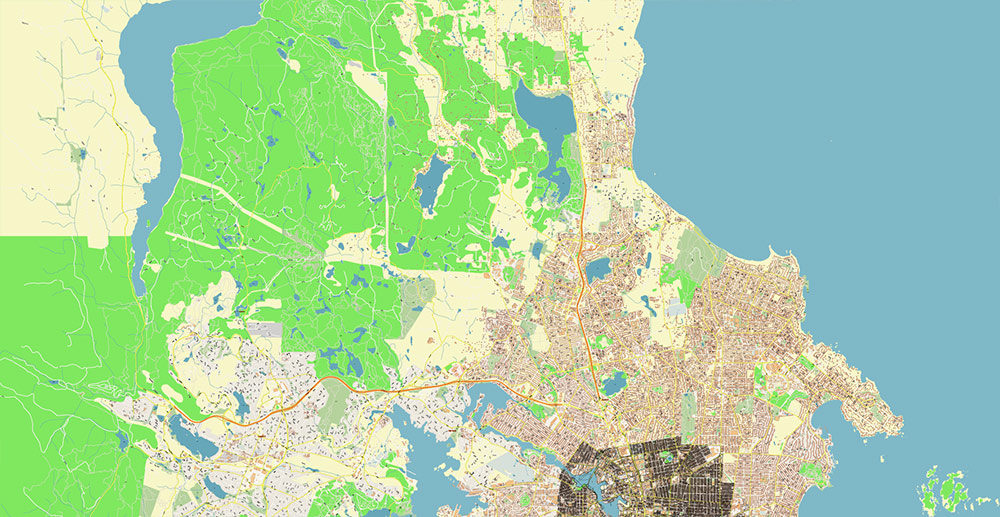 Victoria British Columbia Canada Vector Map Exact Extended High Detailed Street Map + land parcels + cadastral numbers editable Adobe Illustrator in layers