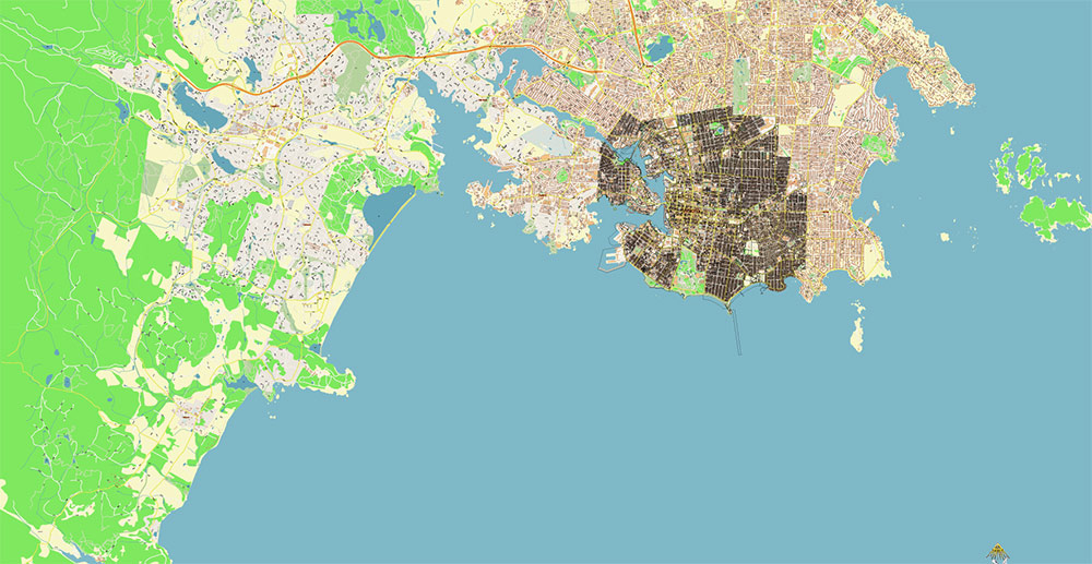 Victoria British Columbia Canada Vector Map Exact Extended High Detailed Street Map + land parcels + cadastral numbers editable Adobe Illustrator in layers