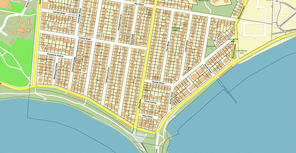 Victoria British Columbia Canada Vector Map Exact Extended High Detailed Street Map + land parcels + cadastral numbers editable Adobe Illustrator in layers