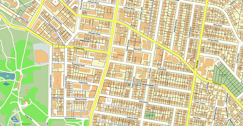 Victoria British Columbia Canada Vector Map Exact Extended High Detailed Street Map + land parcels + cadastral numbers editable Adobe Illustrator in layers