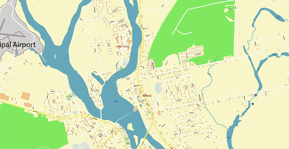 Bangor Maine USA Vector Map Exact High Detailed Street Map editable Adobe Illustrator in layers