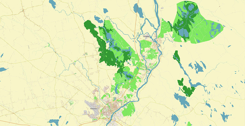 Bangor Maine USA Vector Map Exact High Detailed Street Map editable Adobe Illustrator in layers