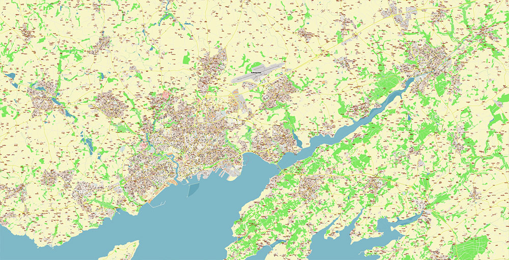 Brest Area France Vector Map Exact High Detailed Street Map editable Adobe Illustrator in layers