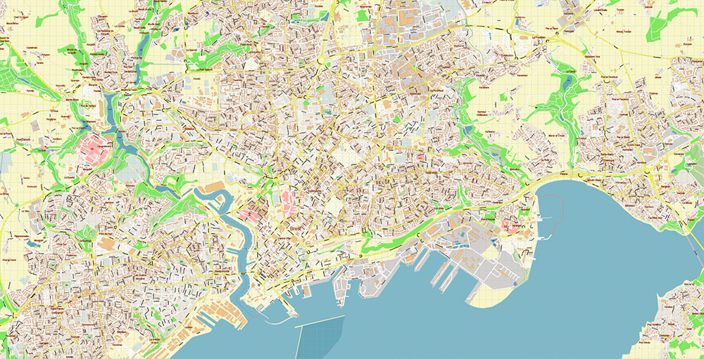 Brest Area France Vector Map Exact High Detailed Street Map editable Adobe Illustrator in layers