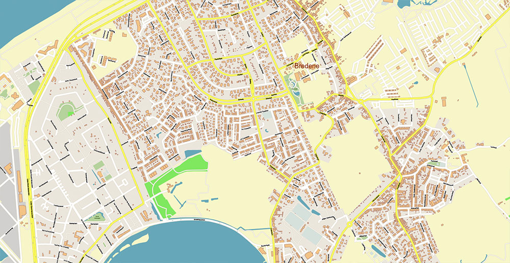 Brugge Oostende Roeselare Belgium Vector Map Exact High Detailed Street Map editable Adobe Illustrator in layers