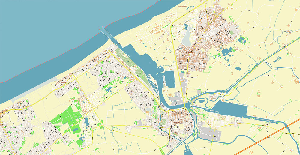 Brugge Oostende Roeselare Belgium Vector Map Exact High Detailed Street Map editable Adobe Illustrator in layers