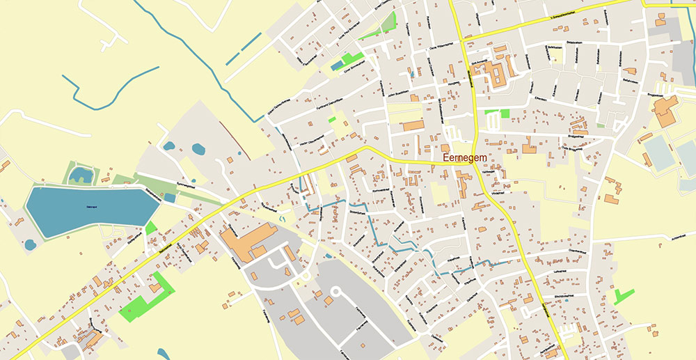 Brugge Oostende Roeselare Belgium Vector Map Exact High Detailed Street Map editable Adobe Illustrator in layers