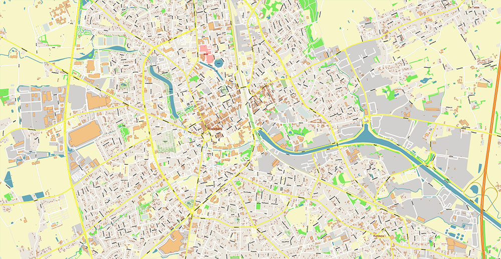 Brugge Oostende Roeselare Belgium Vector Map Exact High Detailed Street Map editable Adobe Illustrator in layers