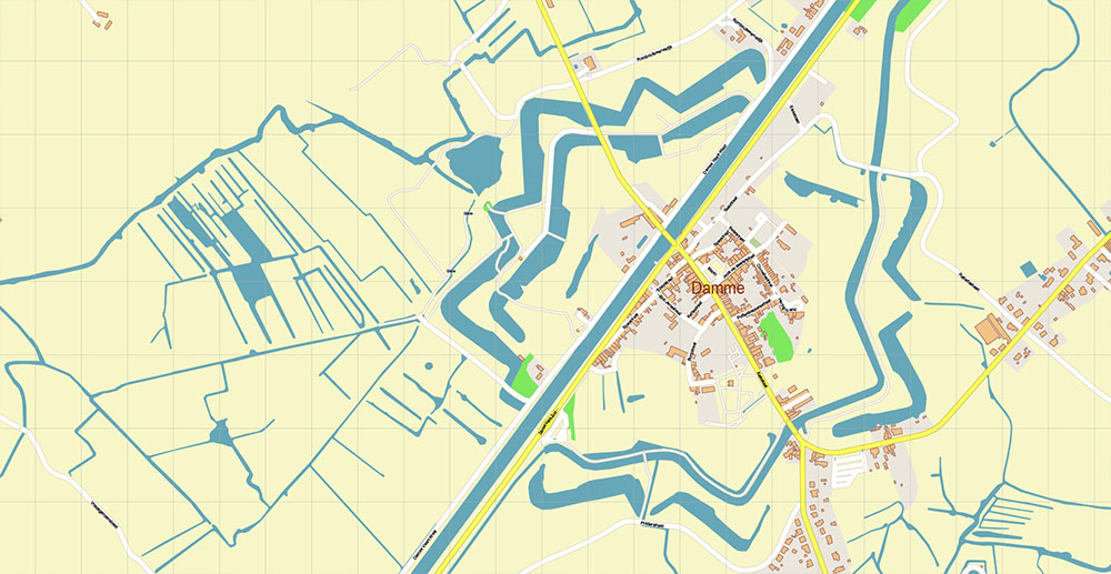 Brugge Oostende Roeselare Belgium Vector Map Exact High Detailed Street Map editable Adobe Illustrator in layers