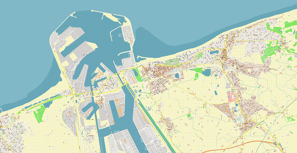 Brugge Oostende Roeselare Belgium Vector Map Exact High Detailed Street Map editable Adobe Illustrator in layers