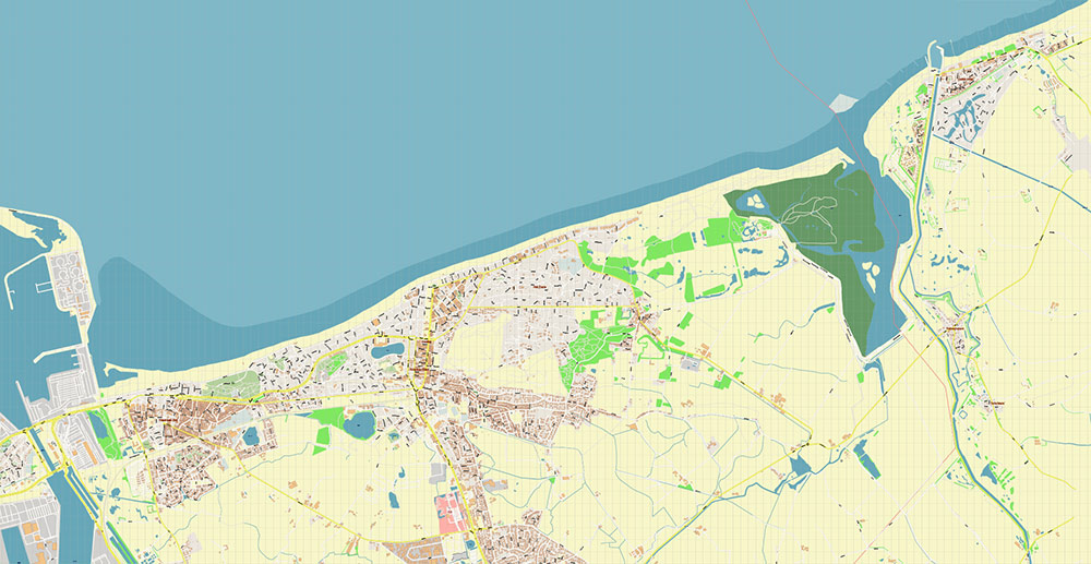 Brugge Oostende Roeselare Belgium Vector Map Exact High Detailed Street Map editable Adobe Illustrator in layers