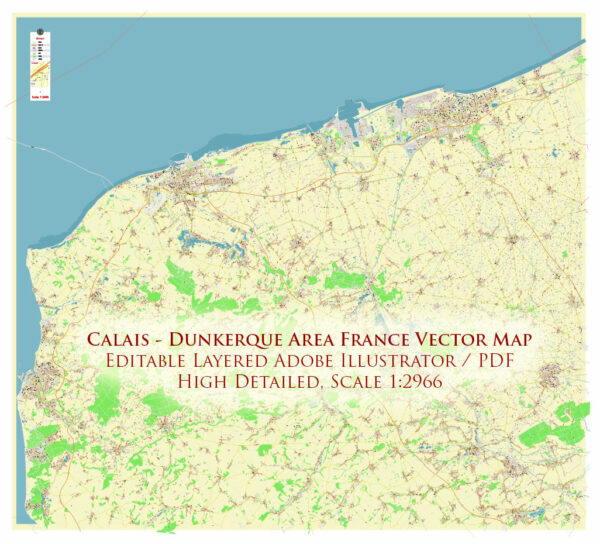 Calais and Dunkerque France Vector Map Exact High Detailed Street Map editable Adobe Illustrator in layers Calais and Dunkerque France Vector Map Exact High Detailed Street Map editable Adobe Illustrator in layers