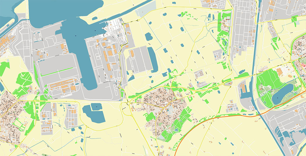 Calais and Dunkerque France Vector Map Exact High Detailed Street Map editable Adobe Illustrator in layers