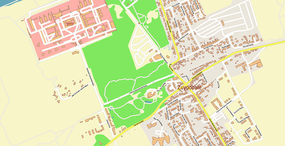 Calais and Dunkerque France Vector Map Exact High Detailed Street Map editable Adobe Illustrator in layers
