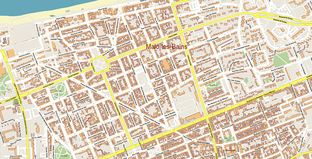 Calais and Dunkerque France Vector Map Exact High Detailed Street Map editable Adobe Illustrator in layers