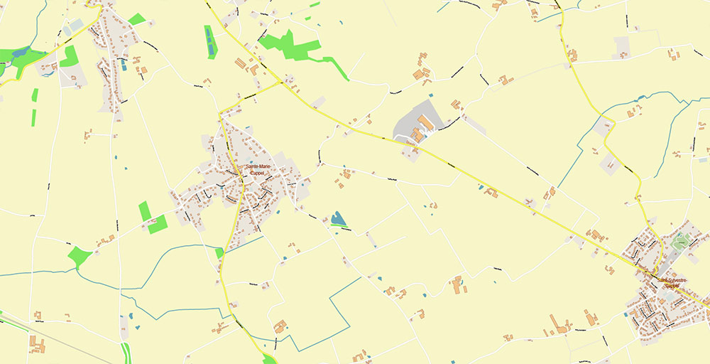 Calais and Dunkerque France Vector Map Exact High Detailed Street Map editable Adobe Illustrator in layers