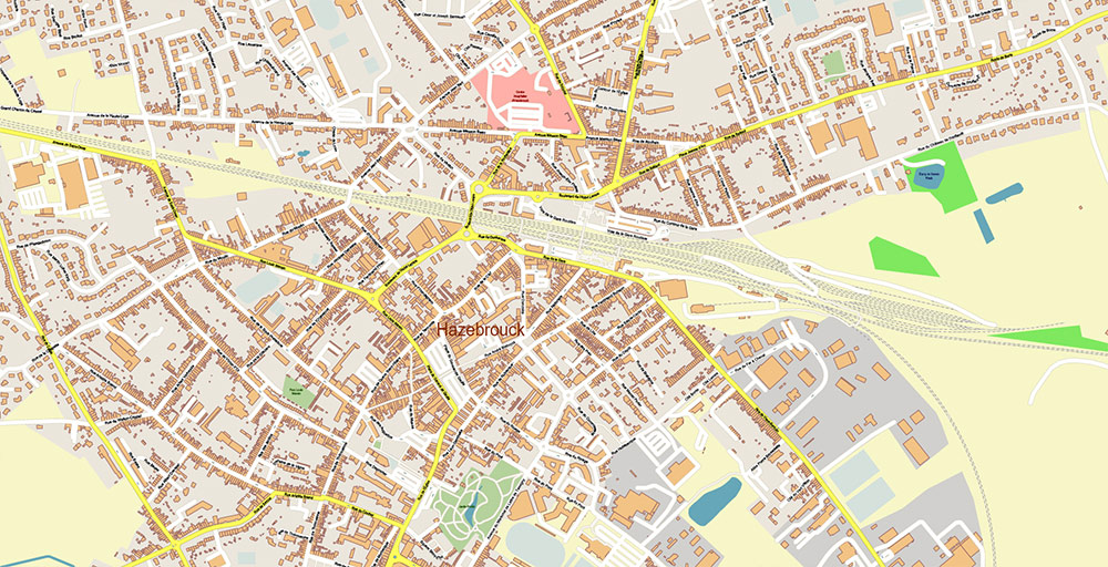 Calais and Dunkerque France Vector Map Exact High Detailed Street Map editable Adobe Illustrator in layers