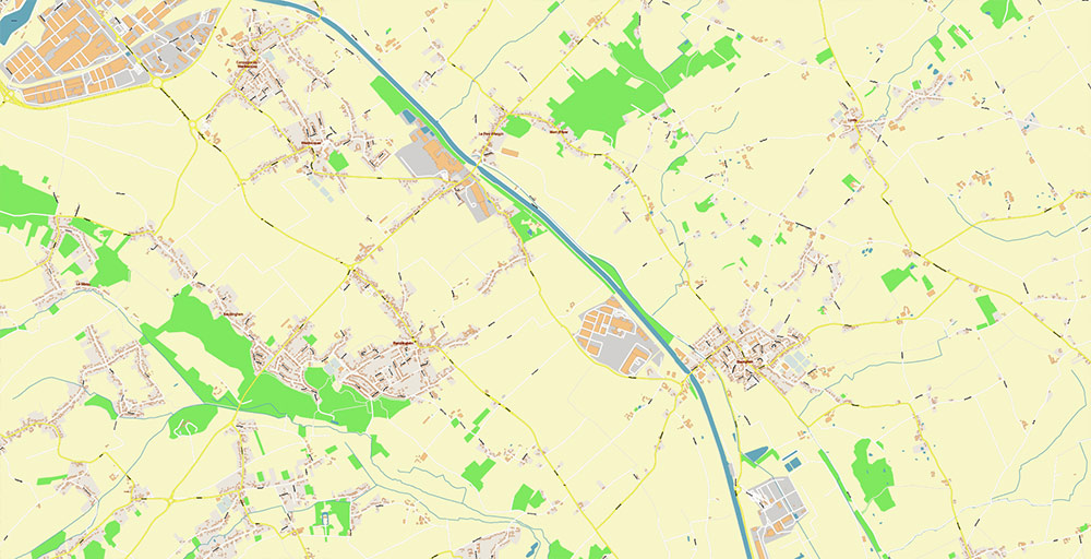 Calais and Dunkerque France Vector Map Exact High Detailed Street Map editable Adobe Illustrator in layers