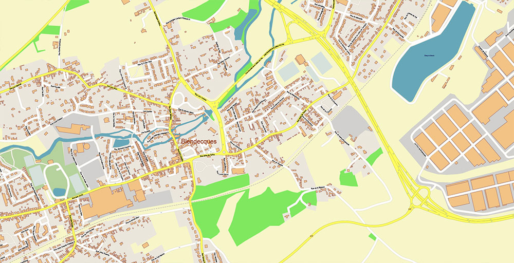 Calais and Dunkerque France Vector Map Exact High Detailed Street Map editable Adobe Illustrator in layers
