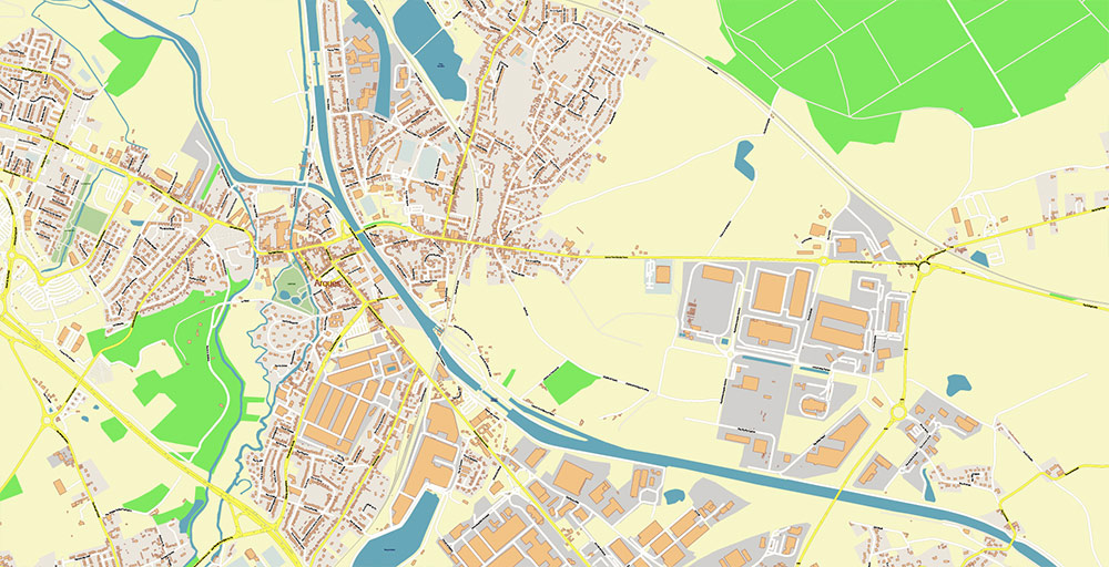 Calais and Dunkerque France Vector Map Exact High Detailed Street Map editable Adobe Illustrator in layers