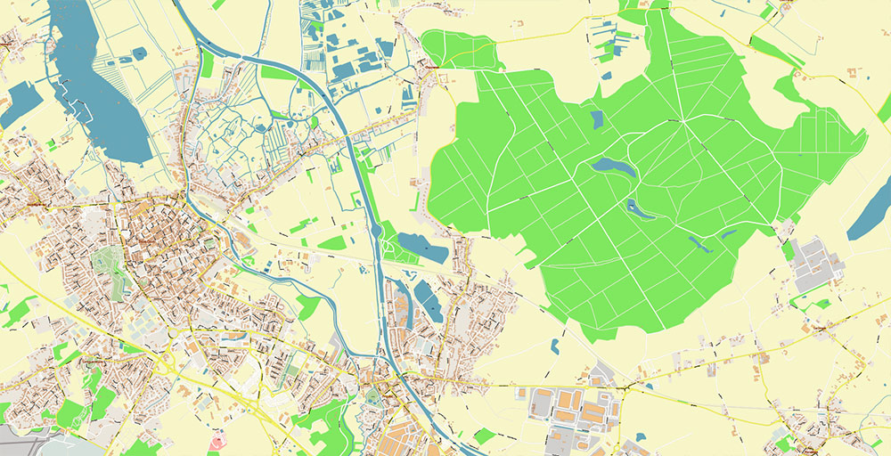 Calais and Dunkerque France Vector Map Exact High Detailed Street Map editable Adobe Illustrator in layers