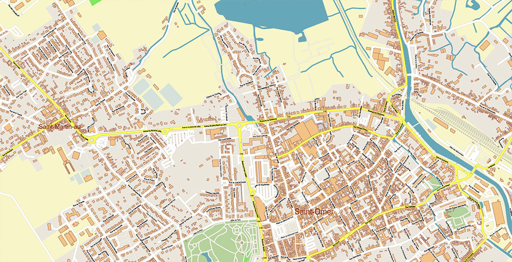 Calais and Dunkerque France Vector Map Exact High Detailed Street Map editable Adobe Illustrator in layers