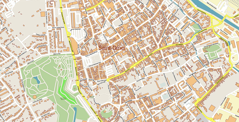 Calais and Dunkerque France Vector Map Exact High Detailed Street Map editable Adobe Illustrator in layers