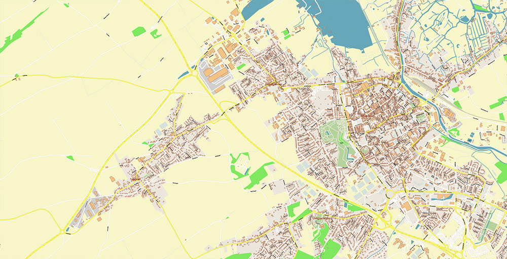 Calais and Dunkerque France Vector Map Exact High Detailed Street Map editable Adobe Illustrator in layers
