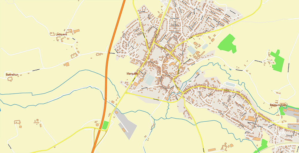 Calais and Dunkerque France Vector Map Exact High Detailed Street Map editable Adobe Illustrator in layers