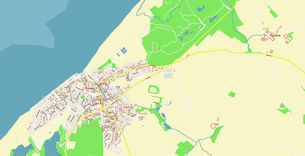 Calais and Dunkerque France Vector Map Exact High Detailed Street Map editable Adobe Illustrator in layers