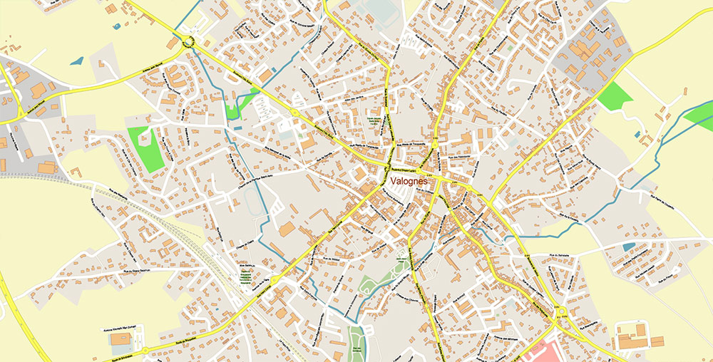 Cherbourg France Guernsey Jersey UK Vector Map Exact High Detailed Street Map editable Adobe Illustrator in layers