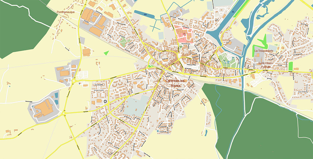 Cherbourg France Guernsey Jersey UK Vector Map Exact High Detailed Street Map editable Adobe Illustrator in layers