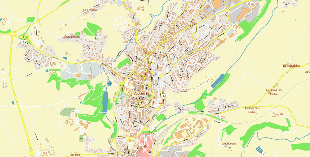 Cherbourg France Guernsey Jersey UK Vector Map Exact High Detailed Street Map editable Adobe Illustrator in layers