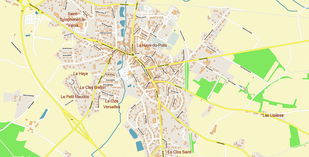 Cherbourg France Guernsey Jersey UK Vector Map Exact High Detailed Street Map editable Adobe Illustrator in layers