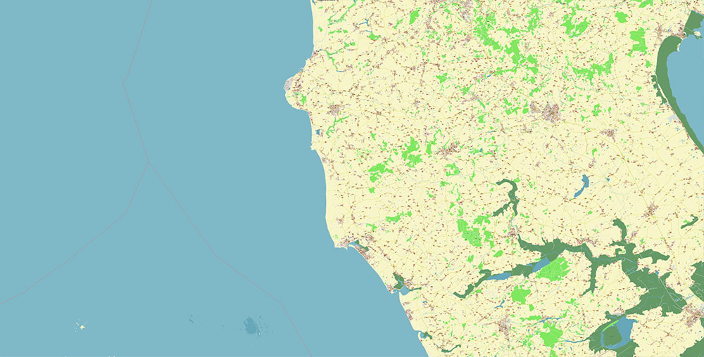 Cherbourg France Guernsey Jersey UK Vector Map Exact High Detailed Street Map editable Adobe Illustrator in layers