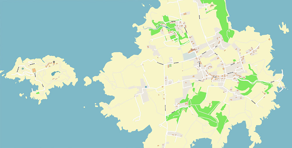 Cherbourg France Guernsey Jersey UK Vector Map Exact High Detailed Street Map editable Adobe Illustrator in layers