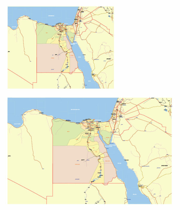 Egypt Map Vector Exact Low Detailed Road & Admin Map editable Adobe Illustrator and PDF in layers in 1 archive Egypt Map Vector Exact Low Detailed Road & Admin Map editable Adobe Illustrator and PDF in layers in 1 archive