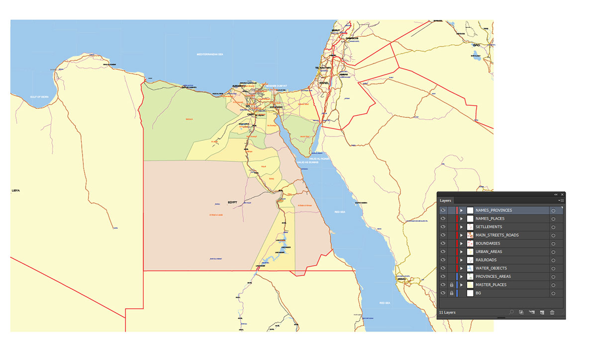 Egypt Map Vector Exact Low Detailed Road & Admin Map editable Adobe Illustrator and PDF in layers in 1 archive Egypt Map Vector Exact Low Detailed Road & Admin Map editable Adobe Illustrator and PDF in layers in 1 archive
