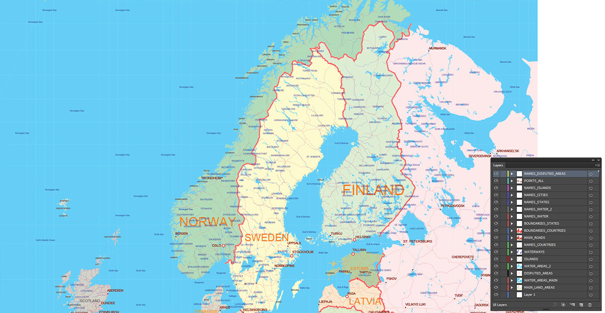 Europe Map Vector Exact Low Detailed Road & Admin Map editable Adobe Illustrator and PDF in layers in 1 archive Europe Map Vector Exact Low Detailed Road & Admin Map editable Adobe Illustrator and PDF in layers in 1 archive